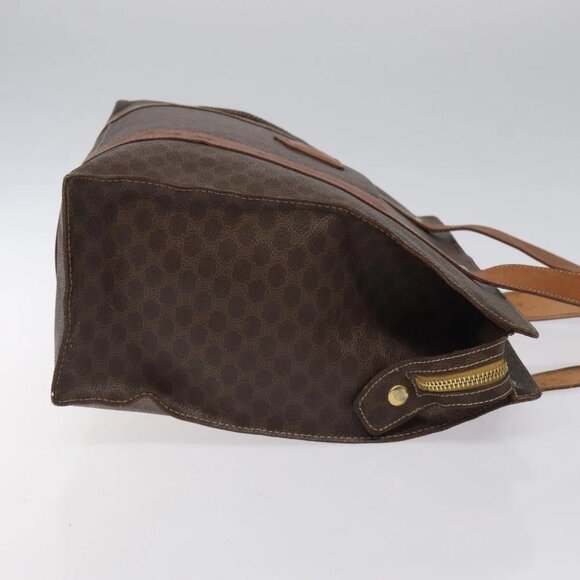 CELINE Macadam Canvas Tote Bag PVC Leather Brown Gold Auth bs24200 - Picture 4 of 14